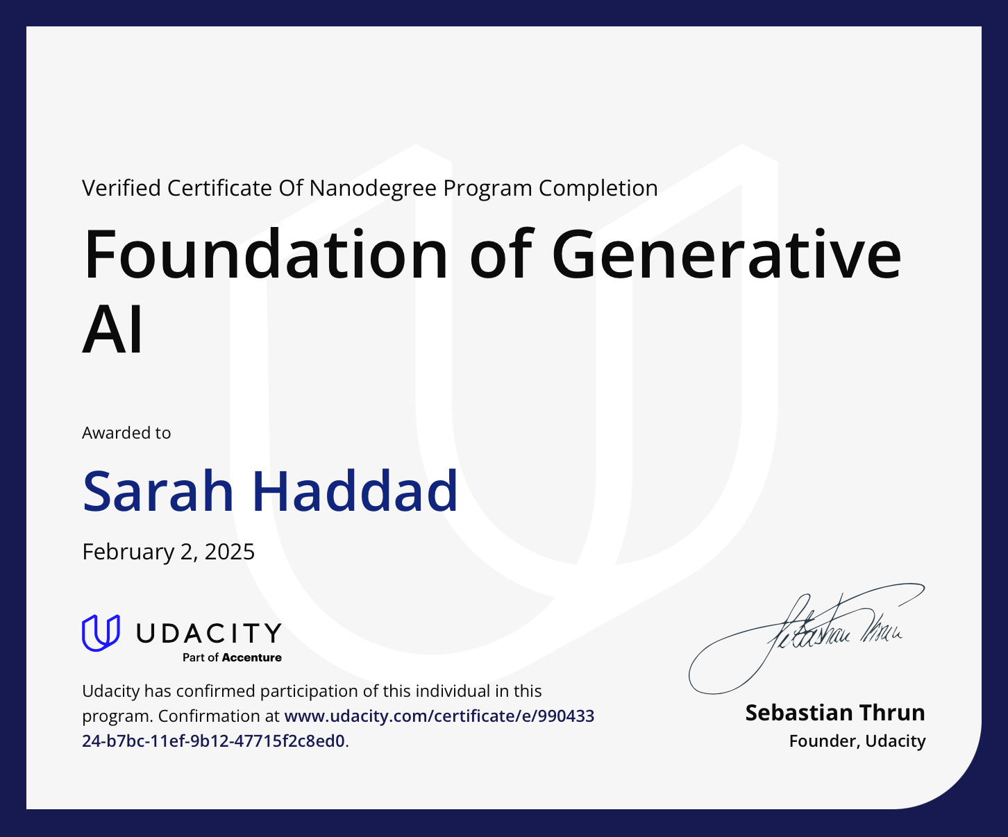 Foundation of Generative AI Certificate
